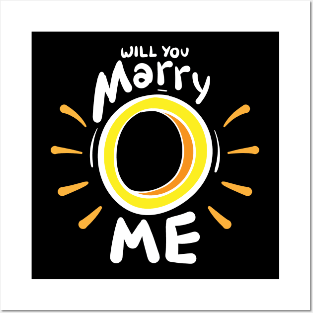 White outline "Will you marry me" wedding ring Wall Art by Wahyuwm48